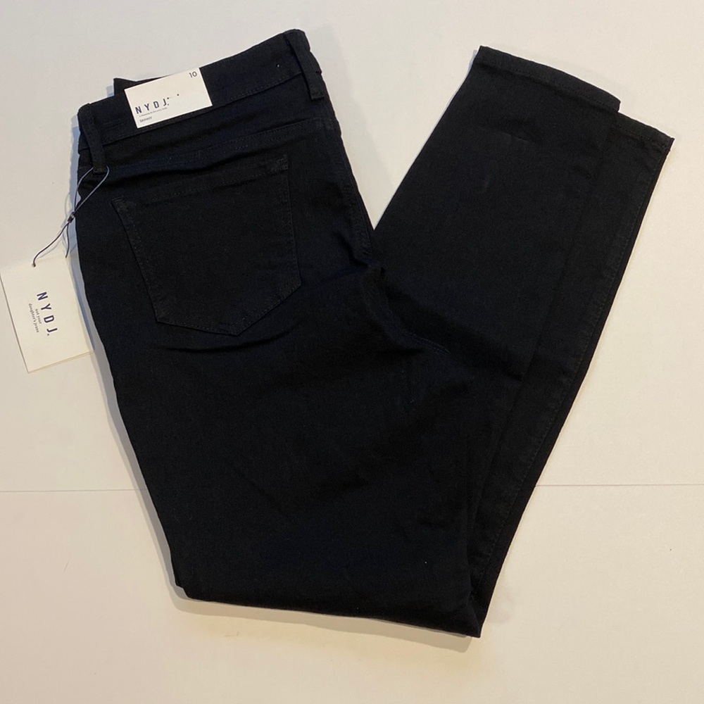 NYDJ SZ 10 Black Denim Skinny Jeans New D31 - Picture 1 of 16